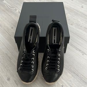 Alexander McQueen black leather espadrilles